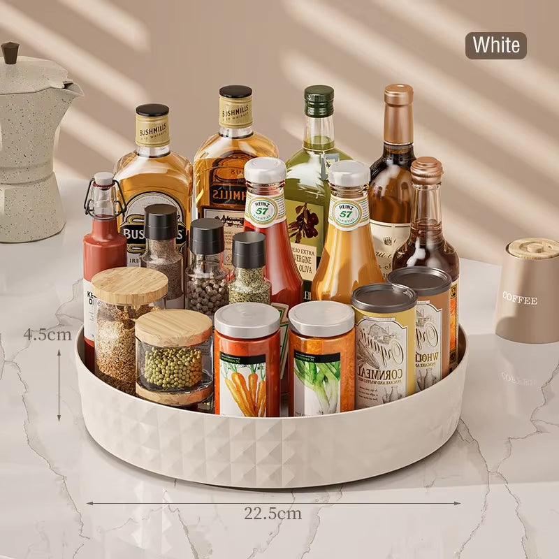 360 Rotating Seasoning Storage Rack Kitchen Storage Spice Rack Non-Slip Cabinet Organizer Tray Plate Cosmetic Organizer Bin