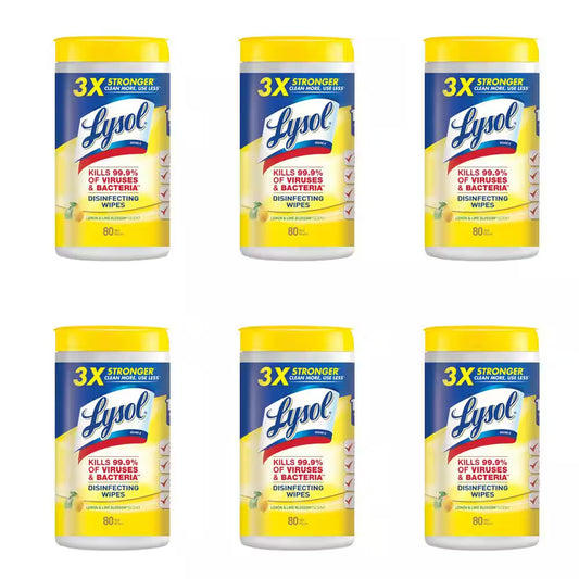 80-Count Lemon and Lime Blossom Disinfecting Wipes (6-Pack)