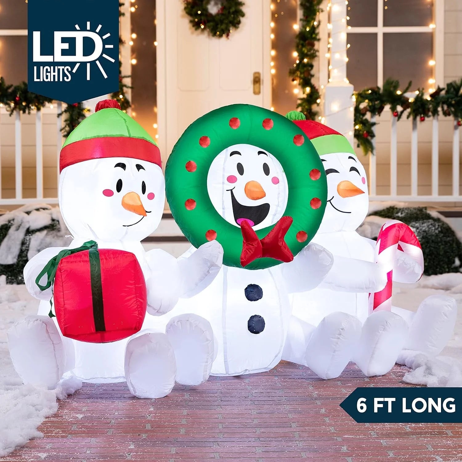 6 FT Christmas Inflatables Snowman Outdoor Decorations,Snowman Christmas Blow Ups Yard Christmas with Built-In Leds for Holiday Party Garden Lawn Decor