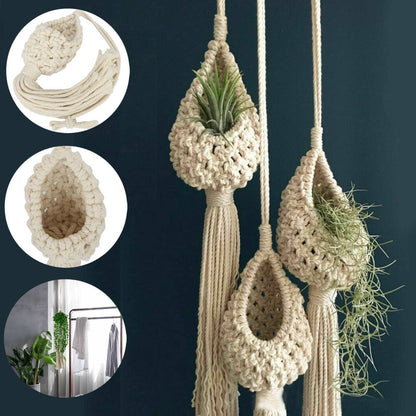 Macrame Air Plant Hanger Tillandsia Hanging Basket Rope Holder Flower Home Decor